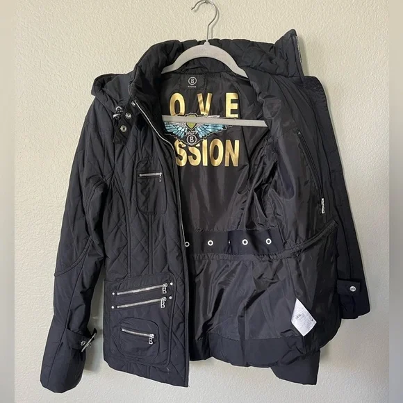 Bogner Black Quilted Ski Jacket With Detachable Hood Women's Size S - Picture 6 of 16